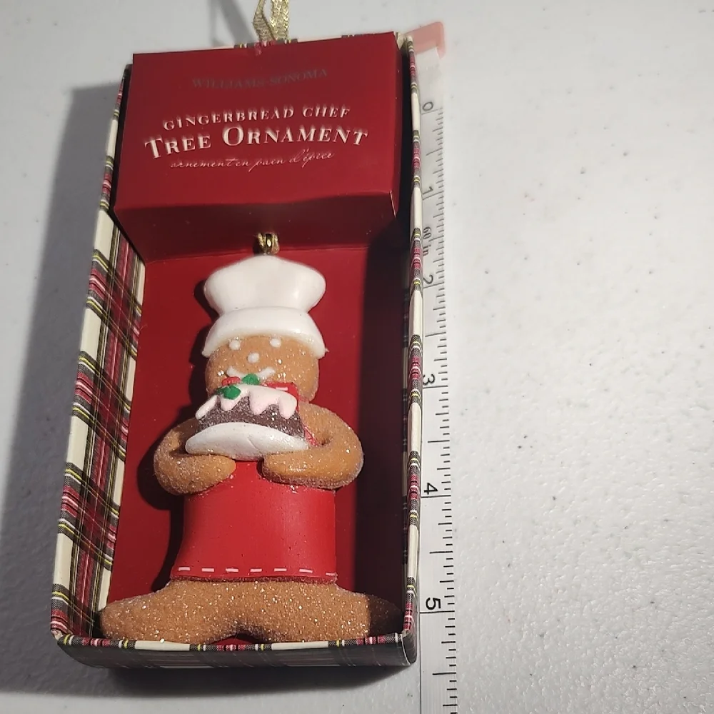 Williams Sonoma Festive Gingerbread Ornament - Brown, White, Red